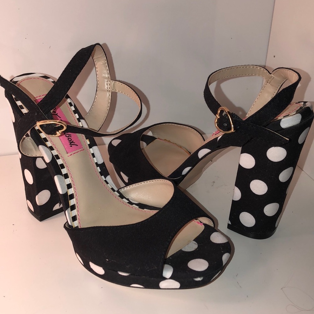 Black Polka Dot Betsey Johnson Heels